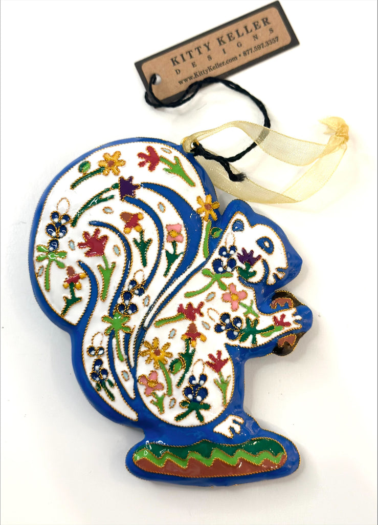 Seguin Squirrel Shaped Cloisonné Christmas Ornament