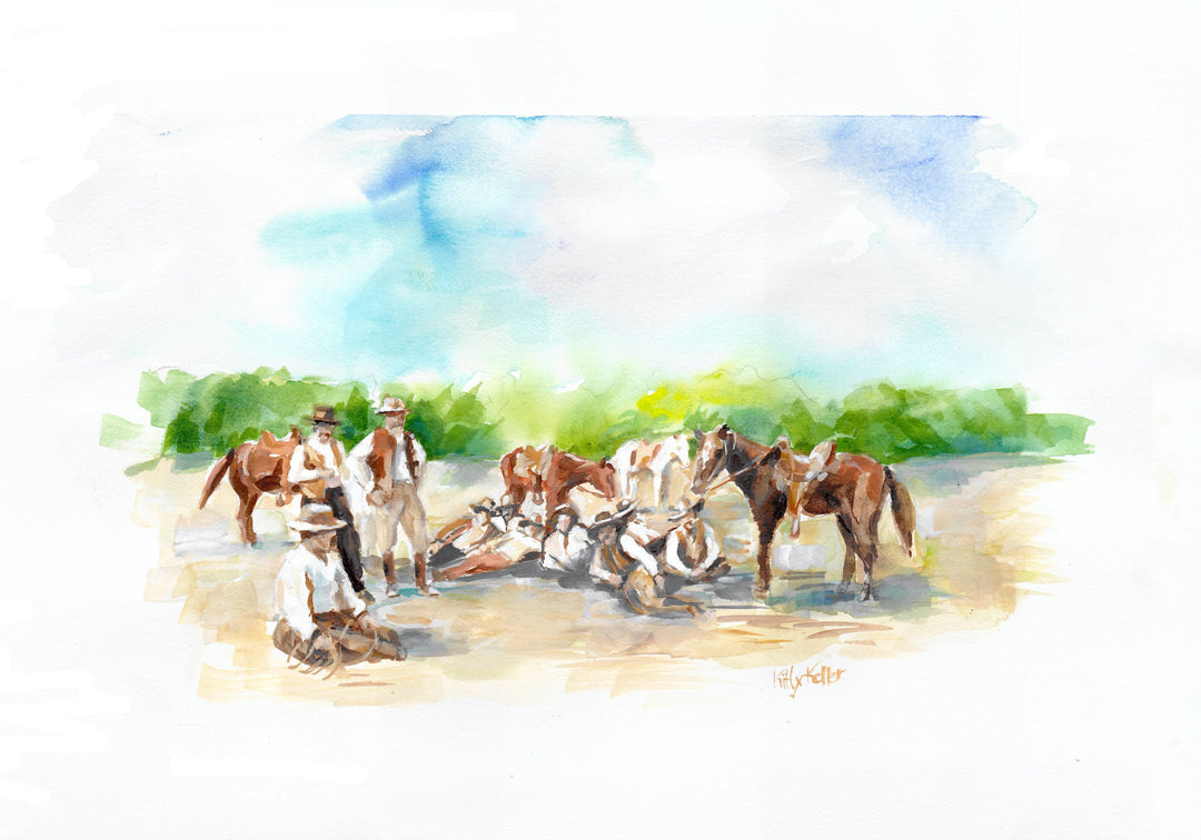 Seguin Cowboys Taking A Break Giclee Print