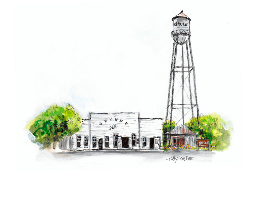 Gruene Hall with Water, Gruene, TX Giclee Print