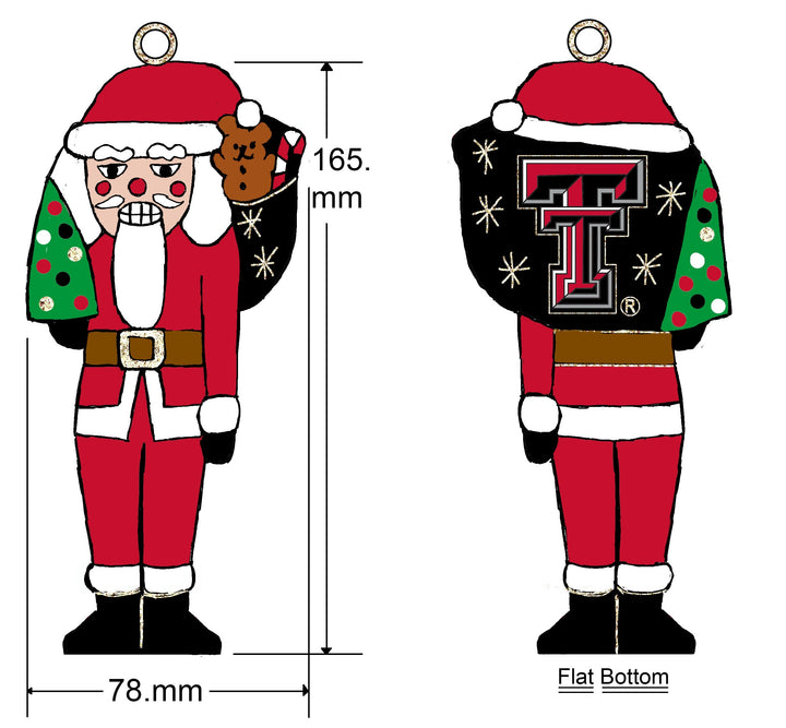 Texas Tech University Red Raiders Santa Nutcracker Shape Cloisonné Christmas Ornament