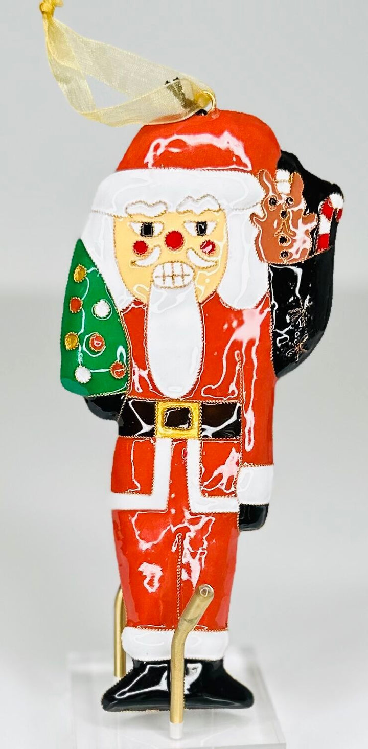 Austin Texas ATX Santa Nutcracker Shape Burnt Orange Uniform with ATX Shape Cloisonné Christmas Ornament