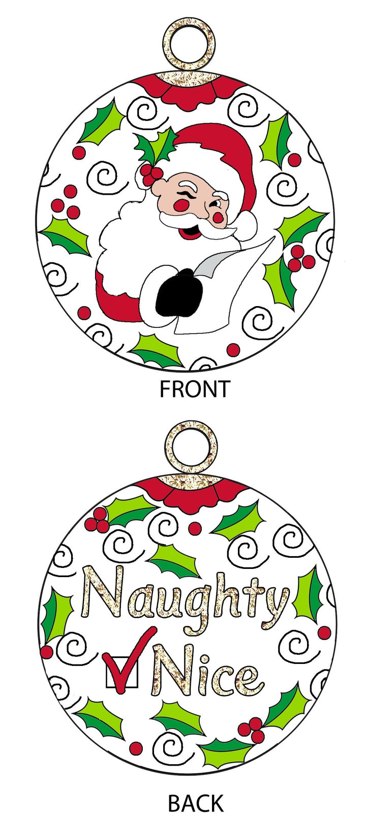 Making a List, Checking it Twice Santa Round Cloisonné Christmas Ornament