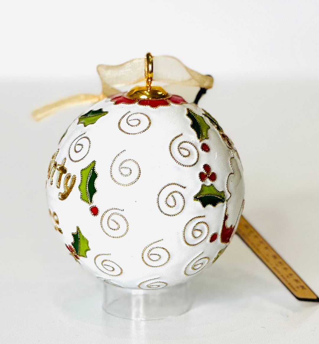 Making a List, Checking it Twice Santa Round Cloisonné Christmas Ornament