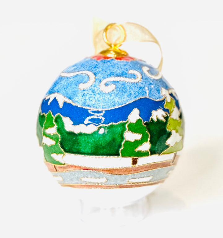 Road Hog Santa Round Cloisonné Christmas Ornament