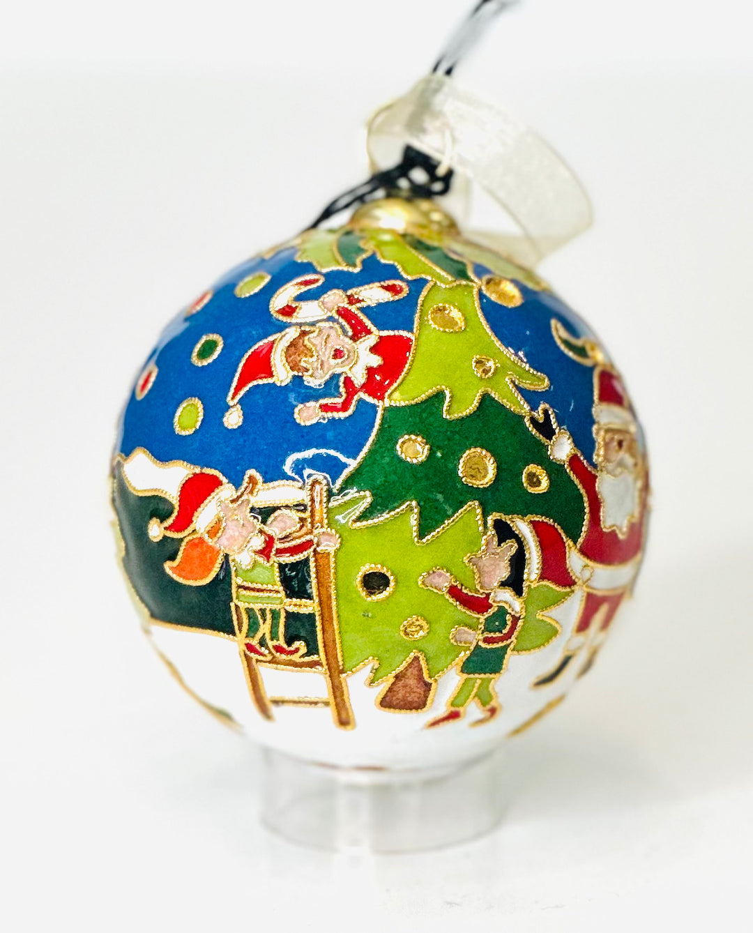 "Holly Jolly Christmas" Round Cloisonné Christmas Ornament