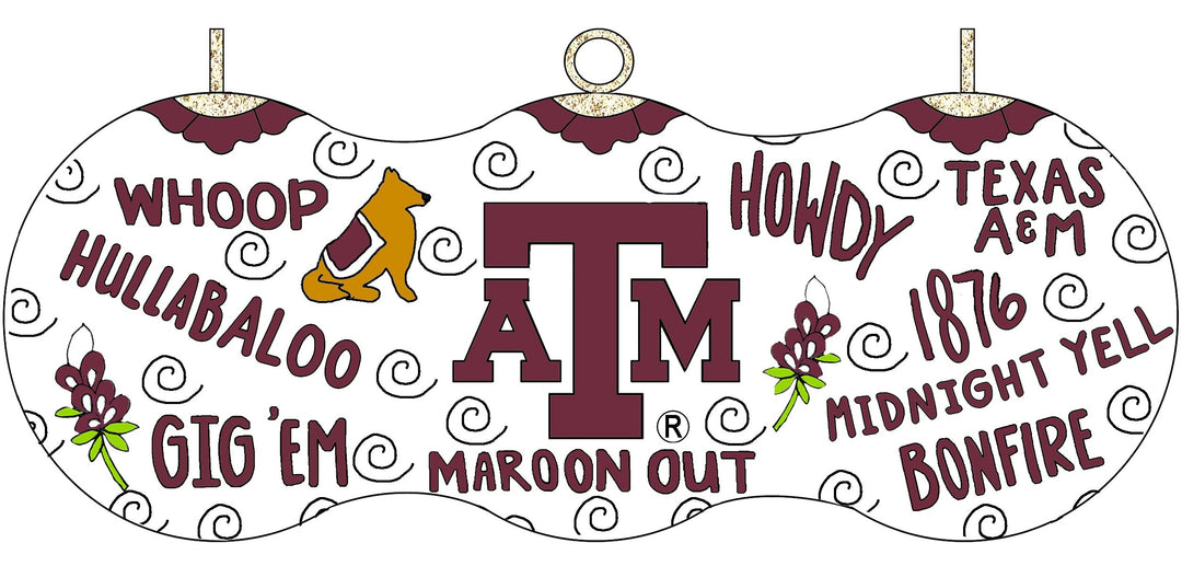 Texas A&M Aggie Traditions White Background Round Cloisonné Christmas Ornament