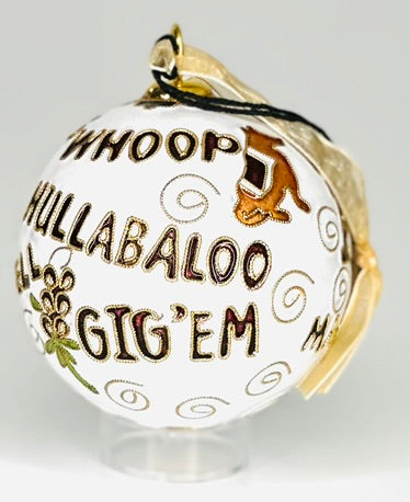 Texas A&M Aggie Traditions White Background Round Cloisonné Christmas Ornament