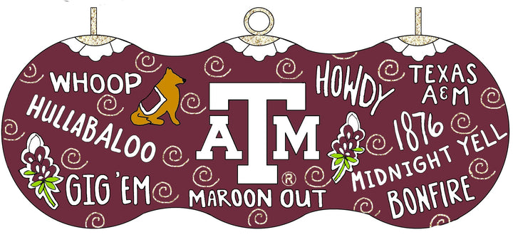 Texas A&M Aggie Traditions MaroonBackground Round Cloisonné Christmas Ornament