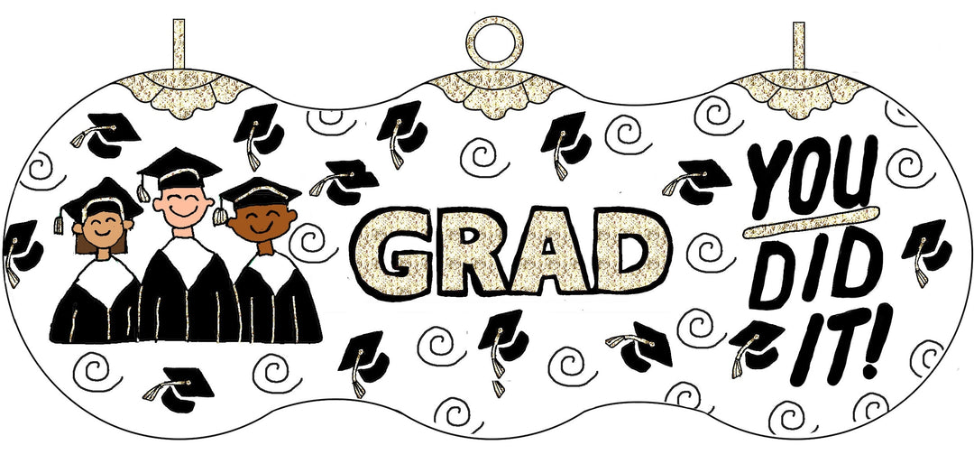 Grad "You Did It!" Round Cloisonné Christmas Ornament