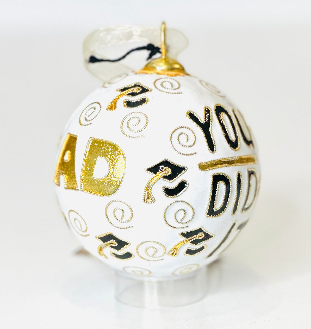 Grad "You Did It!" Round Cloisonné Christmas Ornament