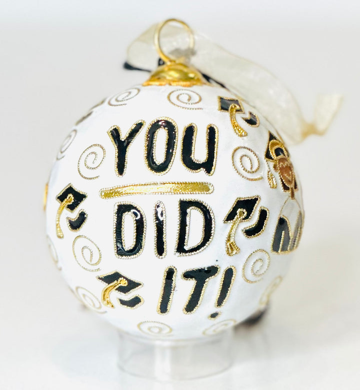 Grad "You Did It!" Round Cloisonné Christmas Ornament