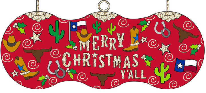 Merry Christmas Y'all  Texas Icons Cloisonné Christmas Ornament