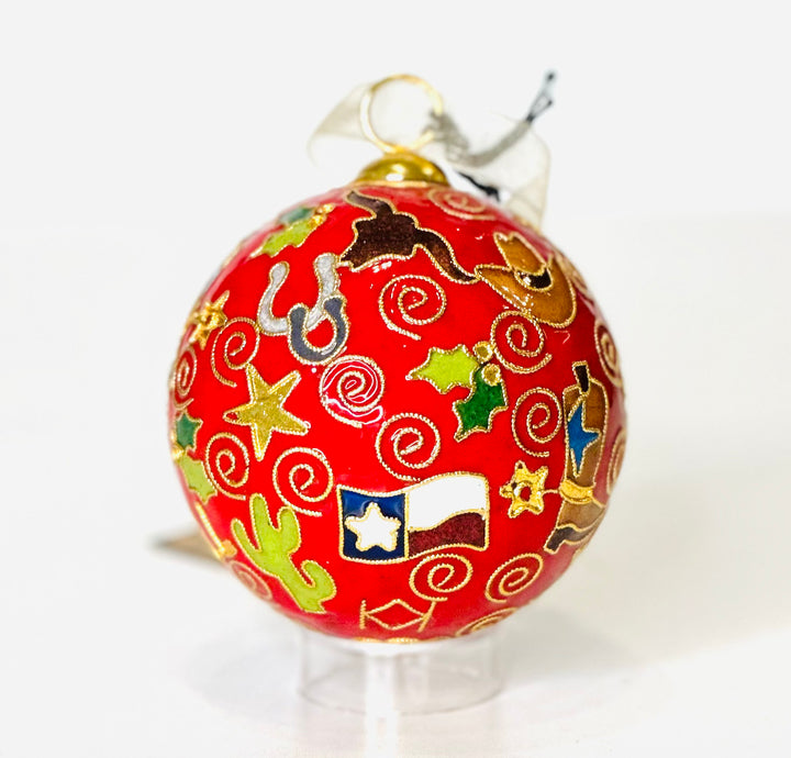 Merry Christmas Y'all  Texas Icons Cloisonné Christmas Ornament