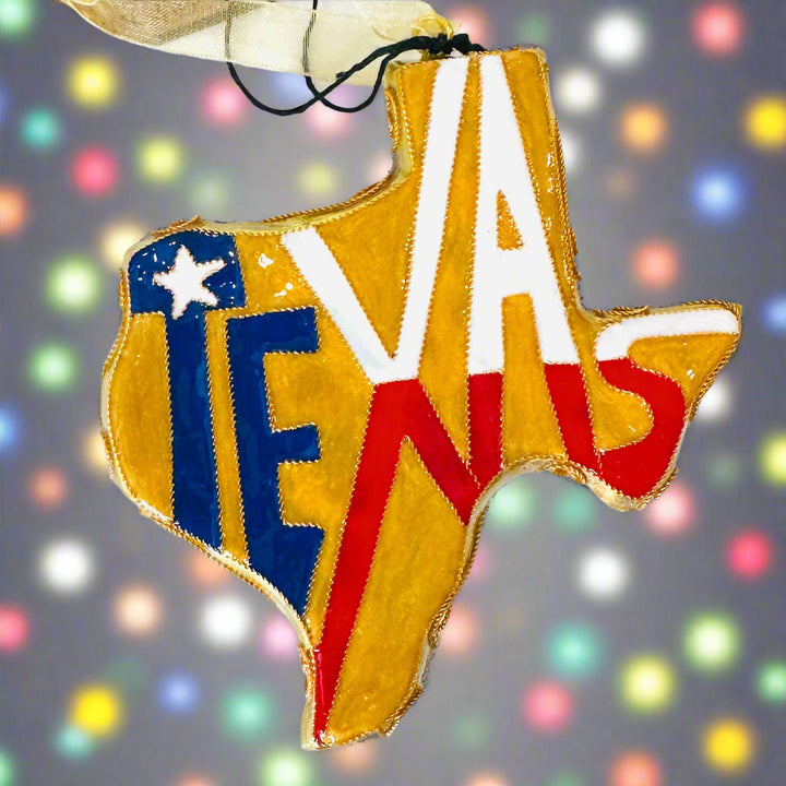 Texas Shape with Texas in colorful letters