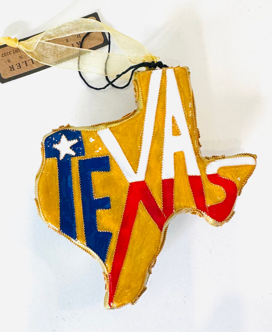 Colorful Texas Shape Cloisonné Christmas Ornament