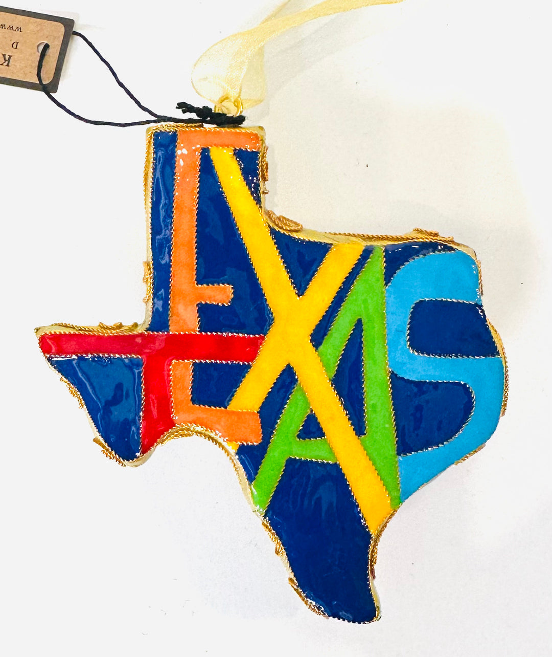 Colorful Texas Shape Cloisonné Christmas Ornament