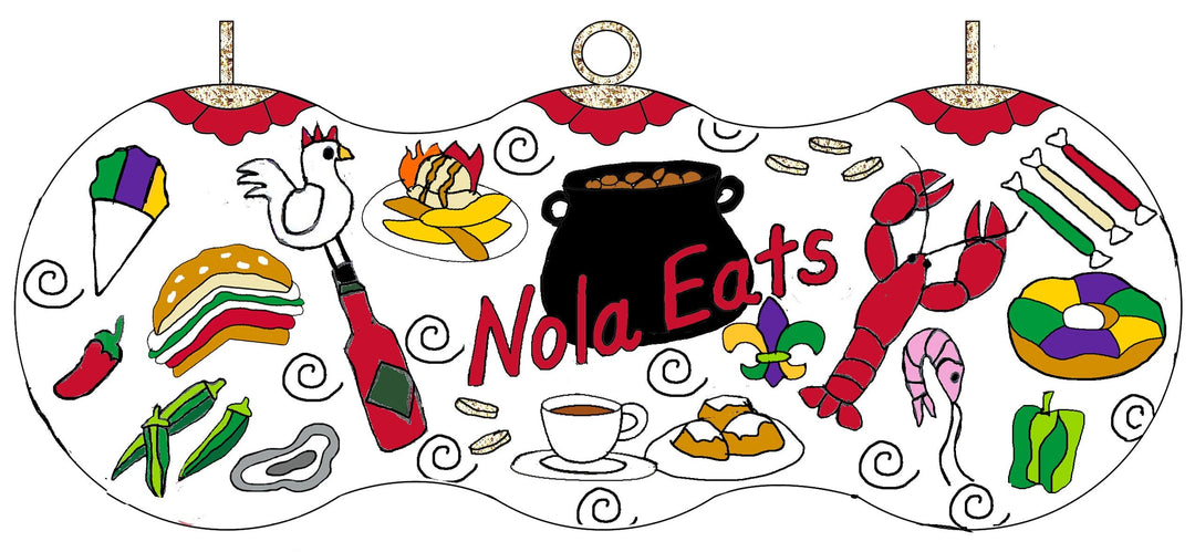 New Orleans, Louisiana 'NOLA EATS' Round Cloisonné Christmas Ornament