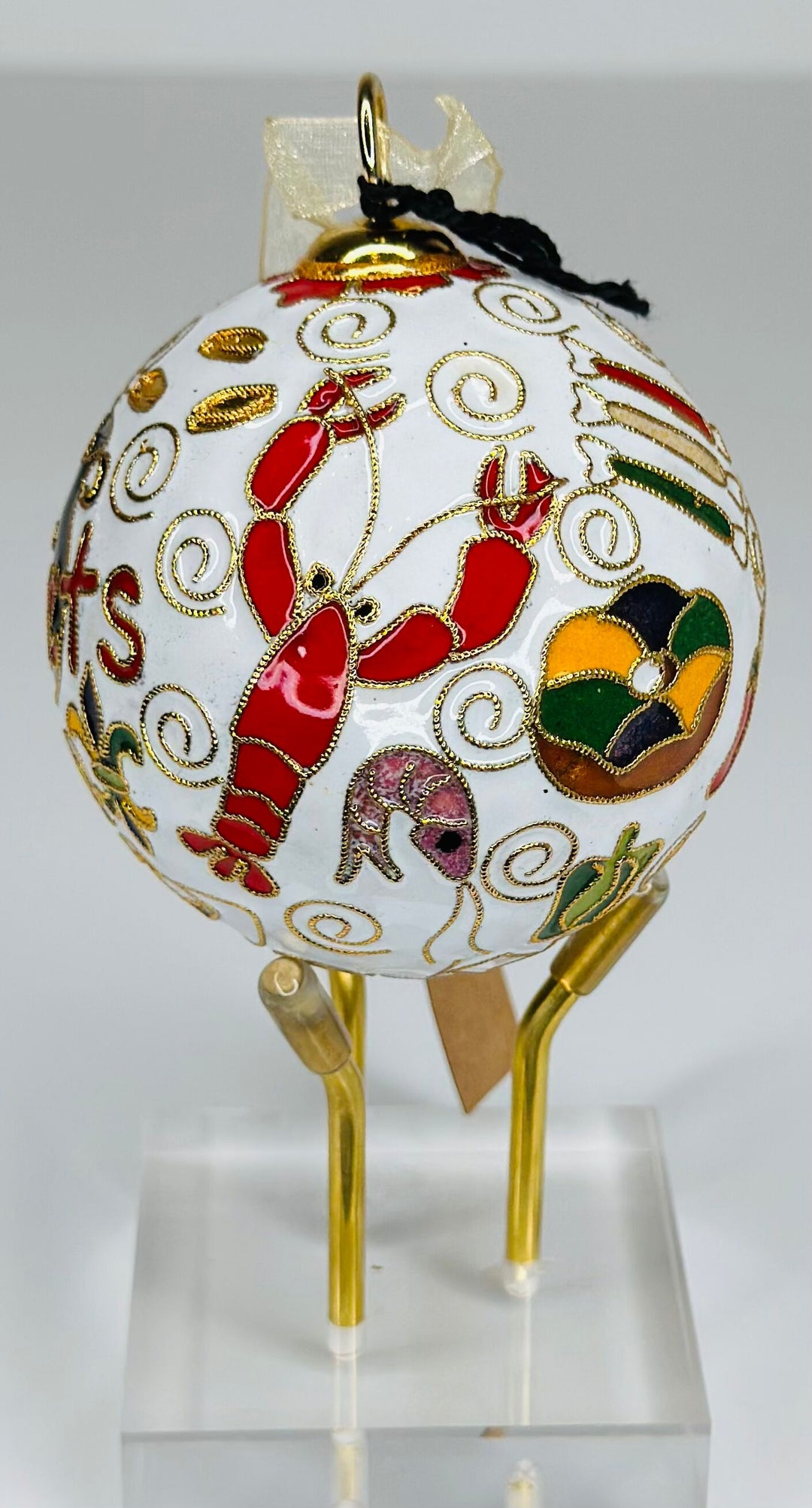 New Orleans, Louisiana 'NOLA EATS' Round Cloisonné Christmas Ornament