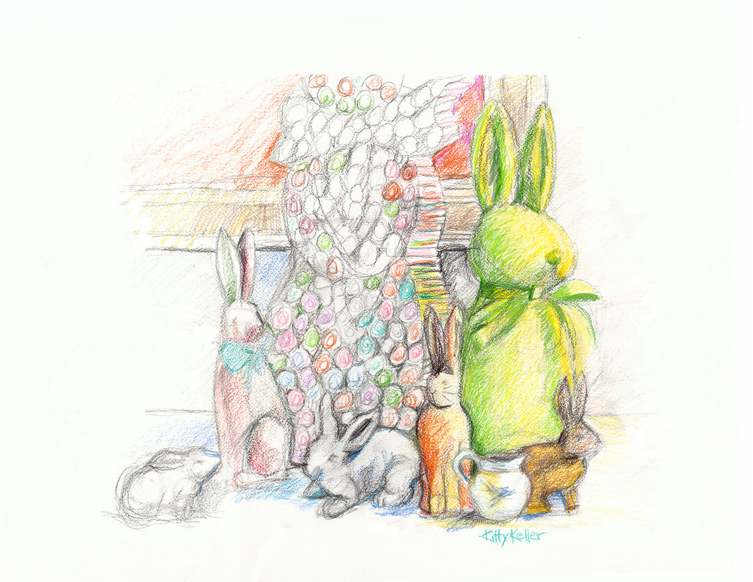 Rabbits on Parade Giclee Print