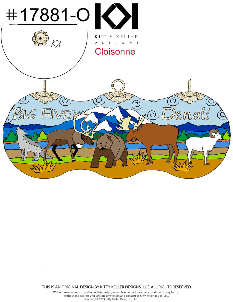 Denali Big Five Cloisonné Christmas Ornament