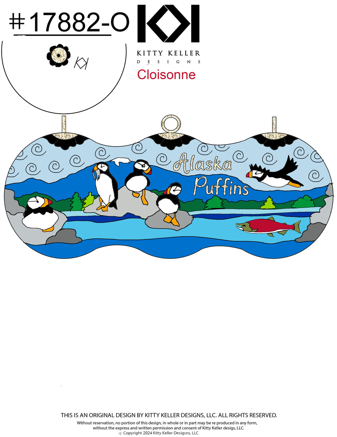 Alaska Puffins Cloisonné Christmas Ornament