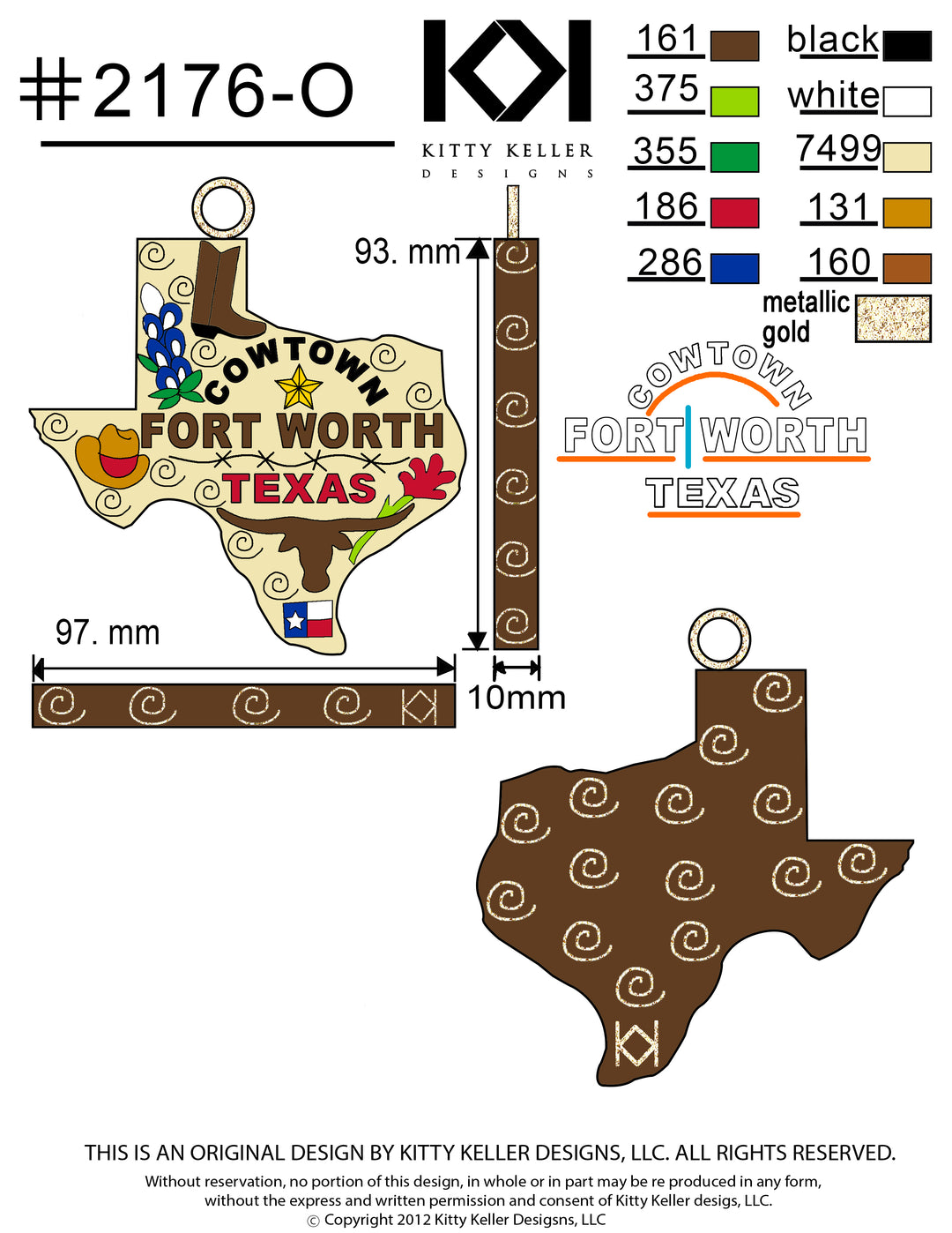 Fort Worth Themed Texas Shape