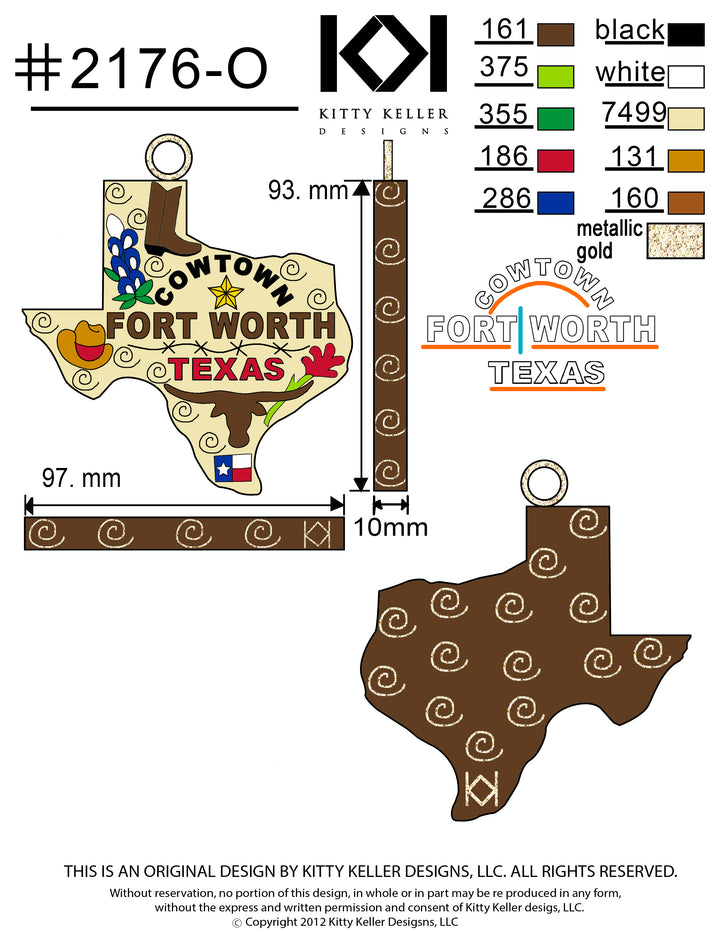 Fort Worth Themed Texas Shape