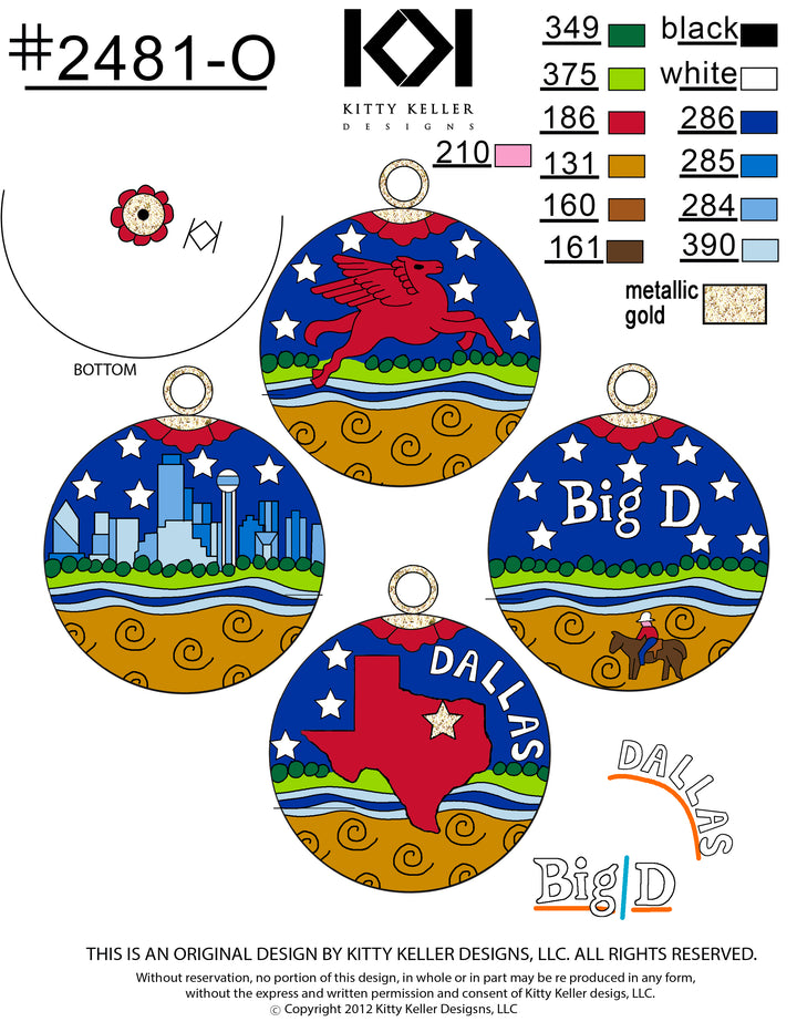 Dallas TX City themed ornament round