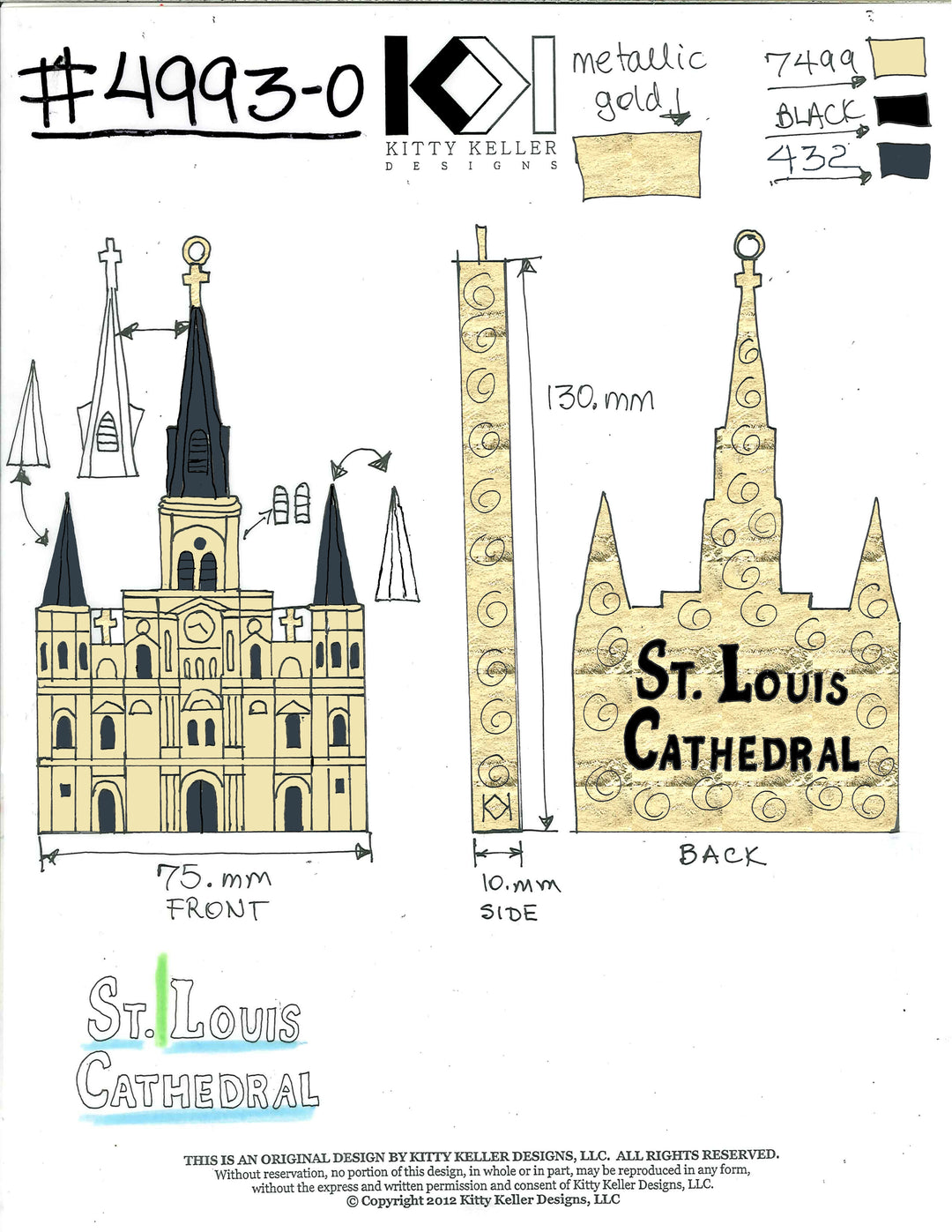 St. Louis Cathedral Shaped Cloisonne Orn