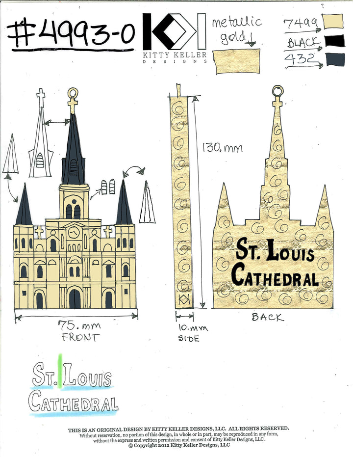 St. Louis Cathedral Shaped Cloisonne Orn