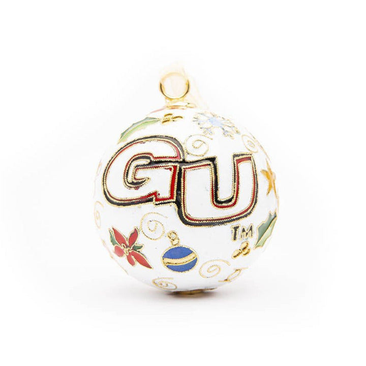 Gonzaga University Bulldogs Symbols of Christmas White Background Round Cloisonné Christmas Ornament