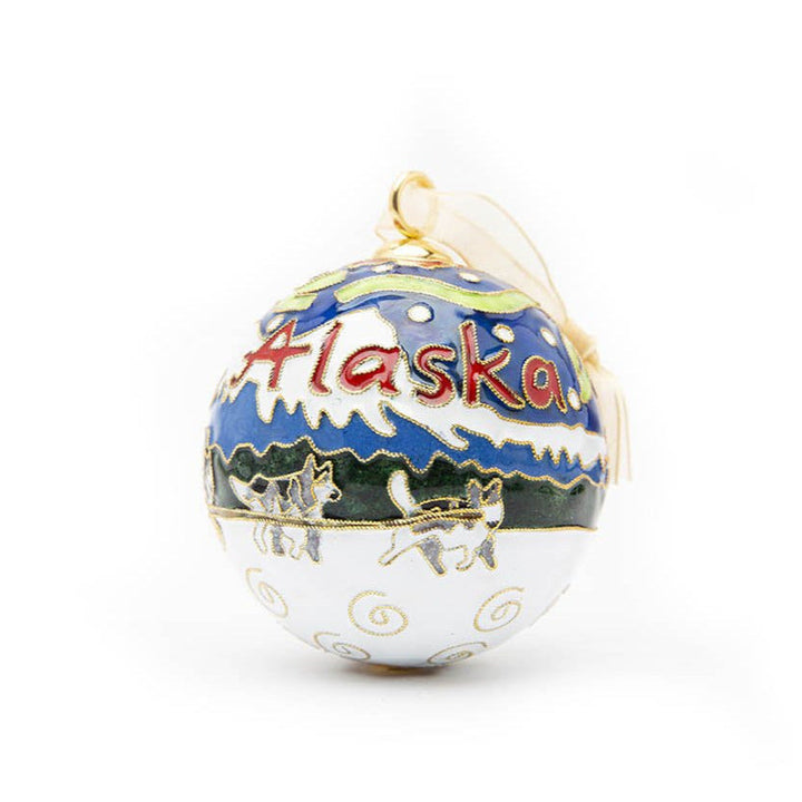 Alaska Dog Sled Cloisonné Christmas Ornament