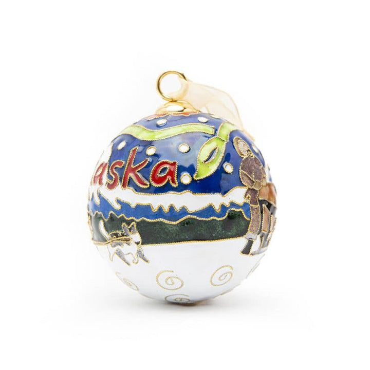 Alaska Dog Sled Cloisonné Christmas Ornament