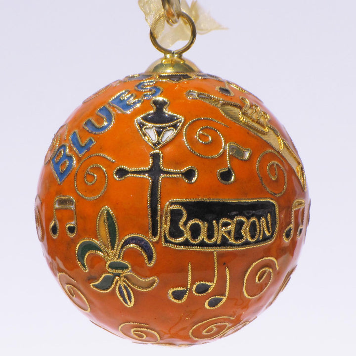 New Orleans Jazz Orange Cloisonné Christmas Ornament