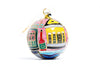 New Orleans Round with City Icons - Cathedral, Trolley, Row House - Pink Background