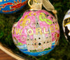 New Orleans Round with City Icons - Cathedral, Trolley, Row House - Pink Background