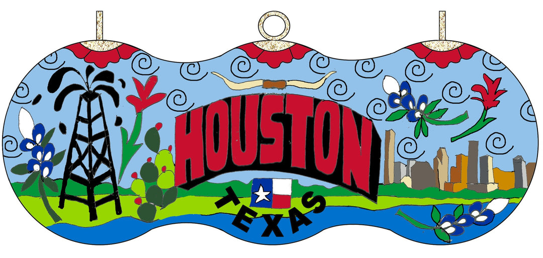 Houston Landscape Cloisonné Christmas Ornament