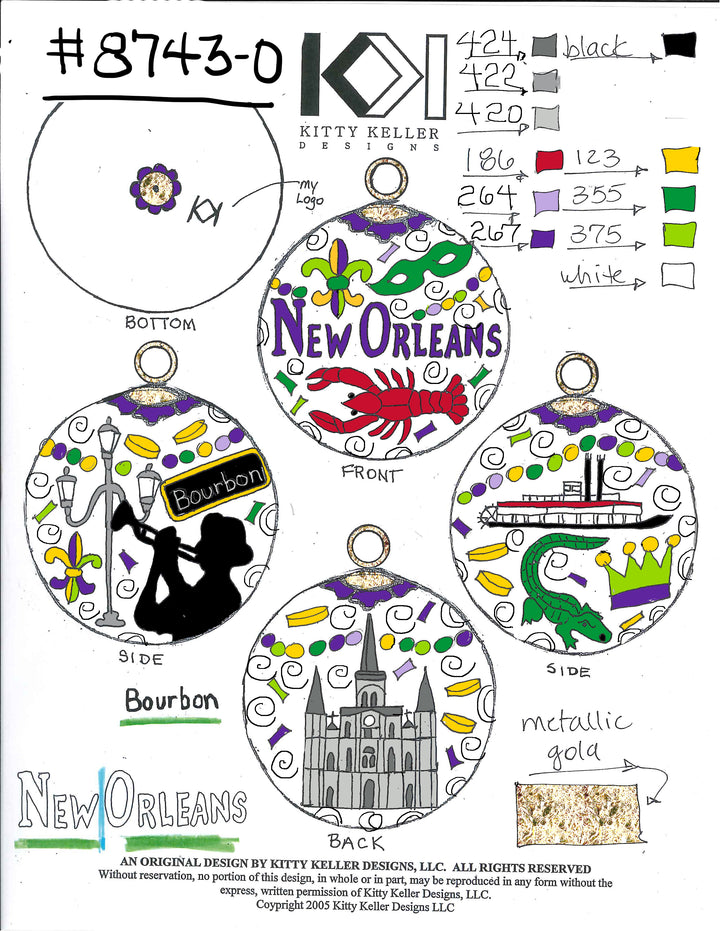 NOLA Original Mardi Gras Icons White Cloisonne Orn
