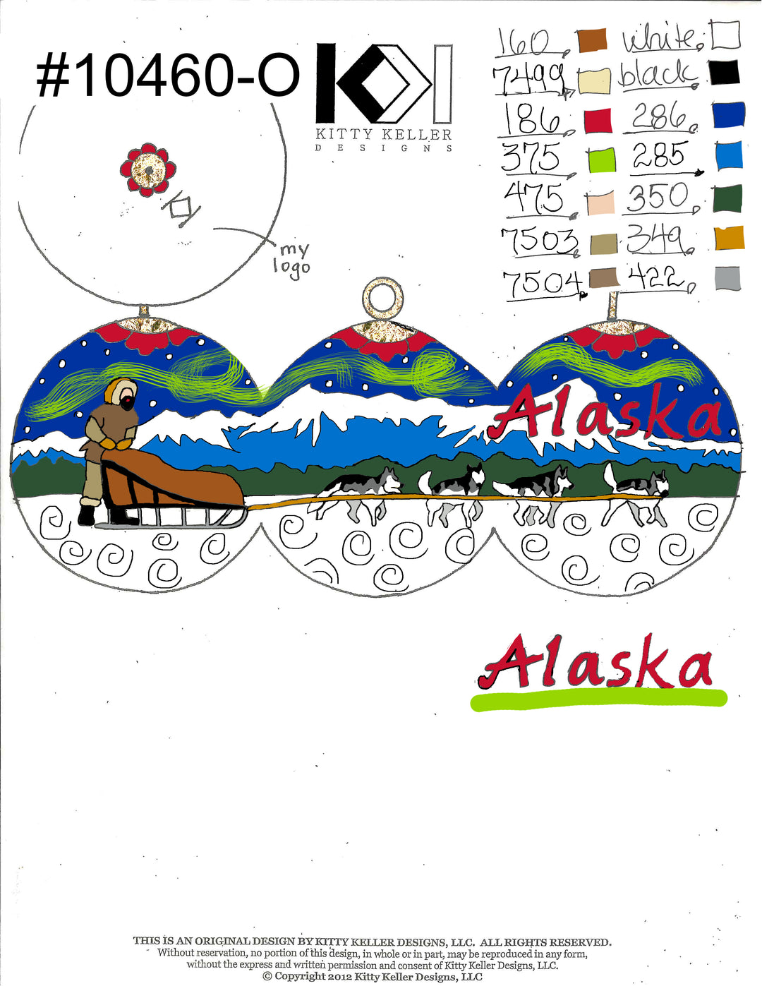 Alaska Dog Sled Cloisonné Christmas Ornament