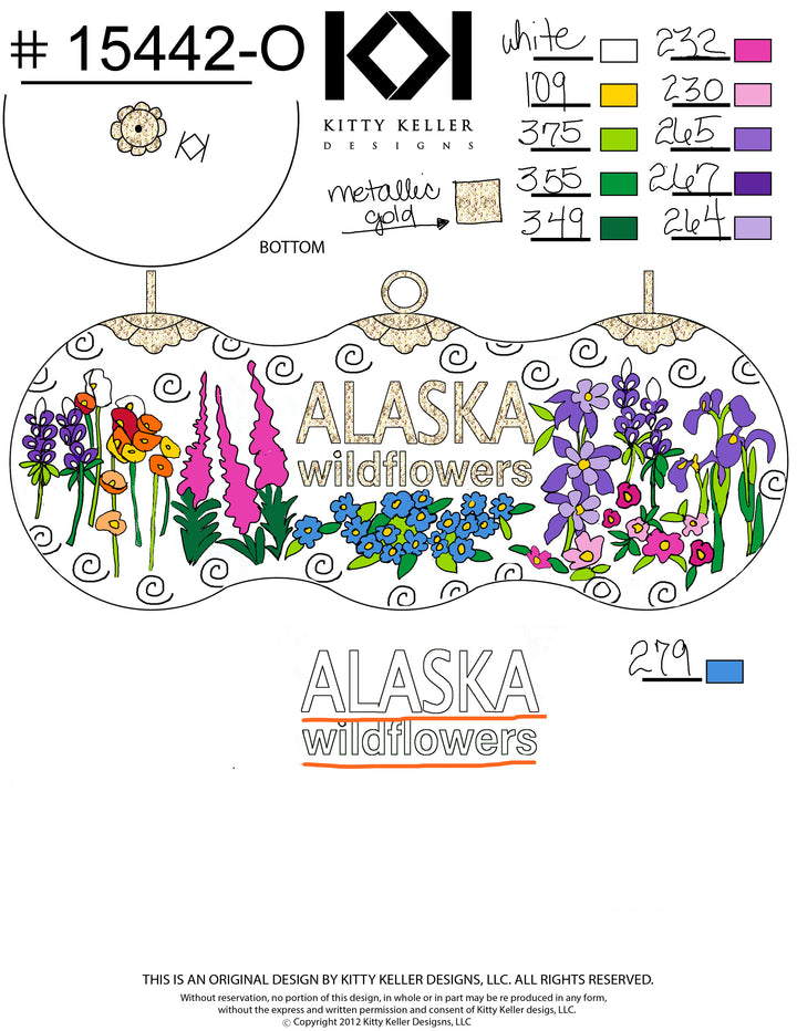 Alaska Wildflowers White Cloisonné Christmas Ornament