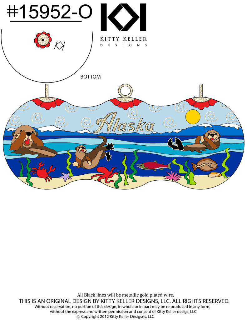 Alaska Sea Otters Cloisonné Christmas Ornament