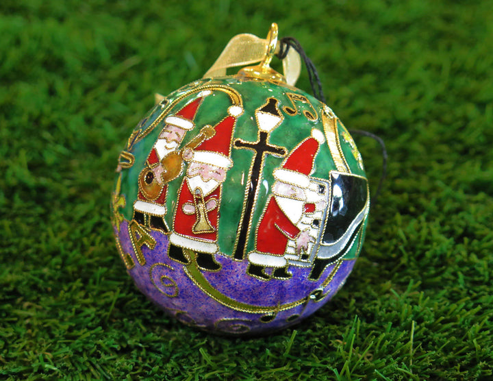 New Orleans 'NOLA' Jazz Santas Round Cloisonné Christmas Ornament