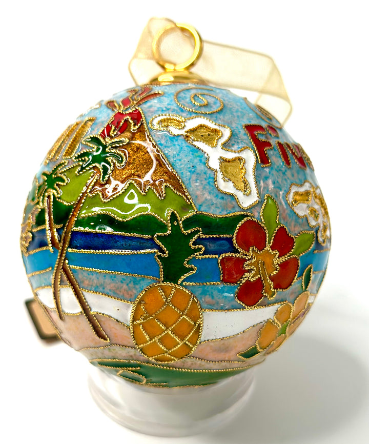 Hawaii Round Cloisonné Christmas Ornament