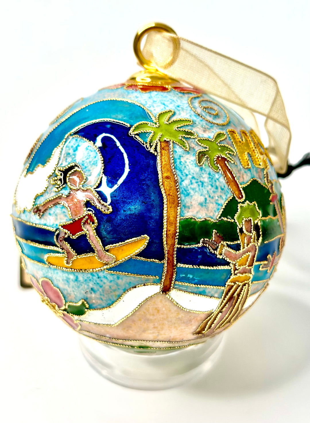 Hawaii Round Cloisonné Christmas Ornament