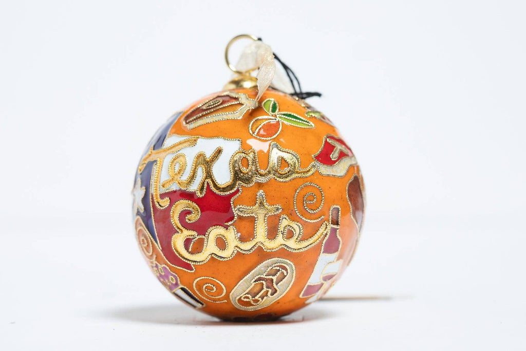 Texas Eats' Foods of Texas Round Cloisonné Christmas Ornament