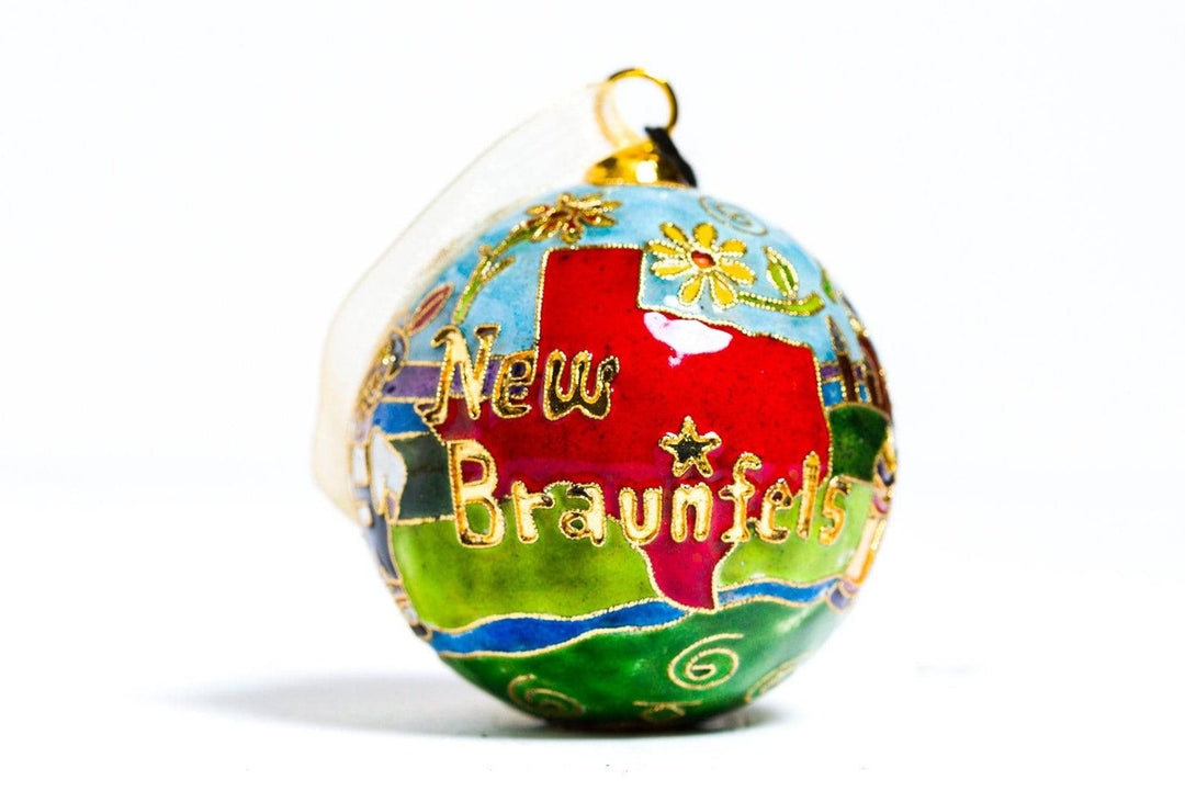 New Braunfels, TX Landscape Cloisonné Christmas Ornament