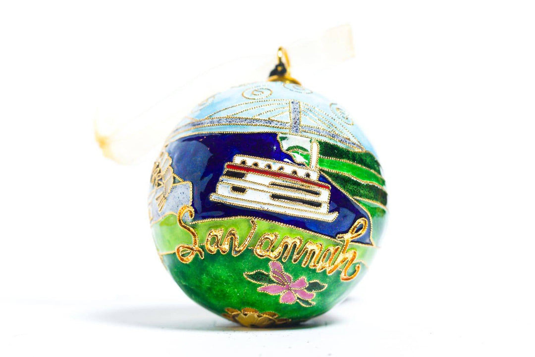 Savannah Georgia Round Cloisonné Christmas Ornament