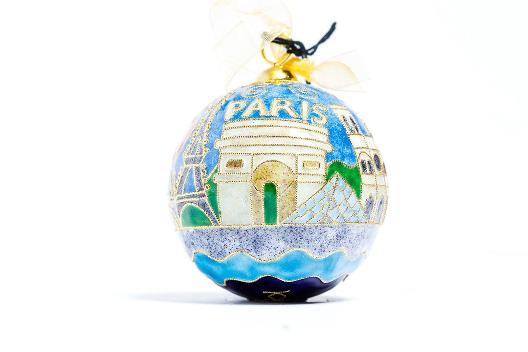 I Love Paris France Round Cloisonné Christmas Ornament