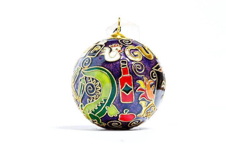 Gumbo Ya Ya Round Cloisonné Christmas Ornament - Purple