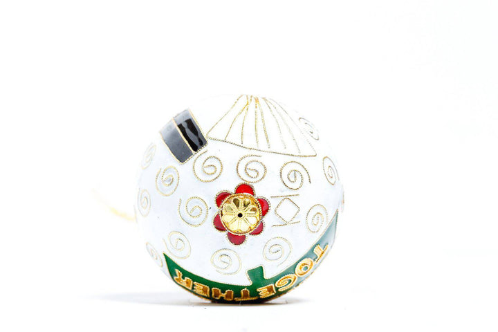 Our First Christmas Together Bride & Groom Round Cloisonné Christmas Ornament